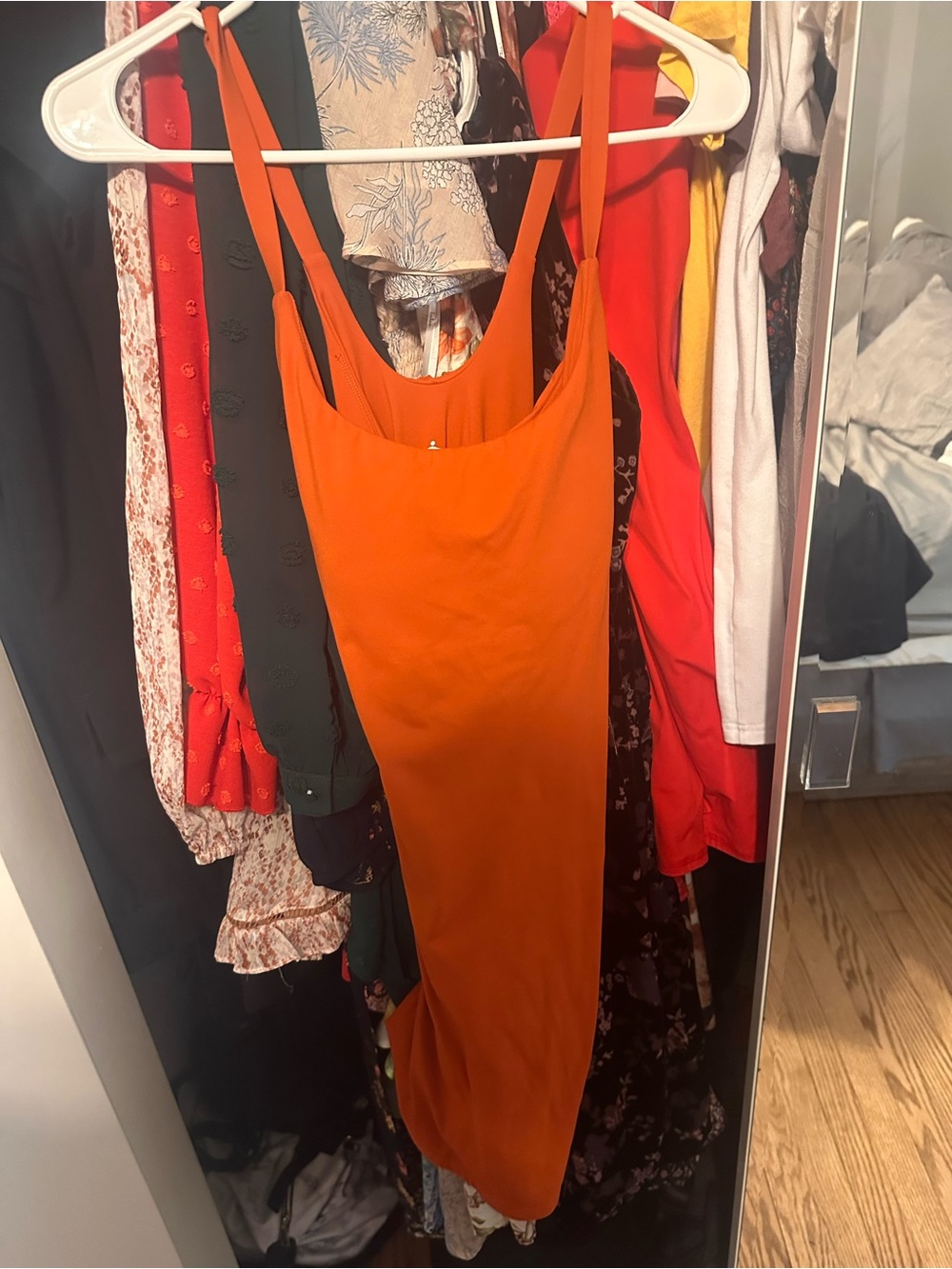HALARA Orange Slip Midi Dress